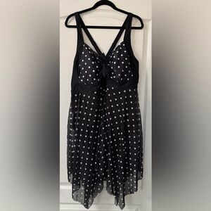 Bloomchic Black and White Polka Dot Swim Dress Plus Size